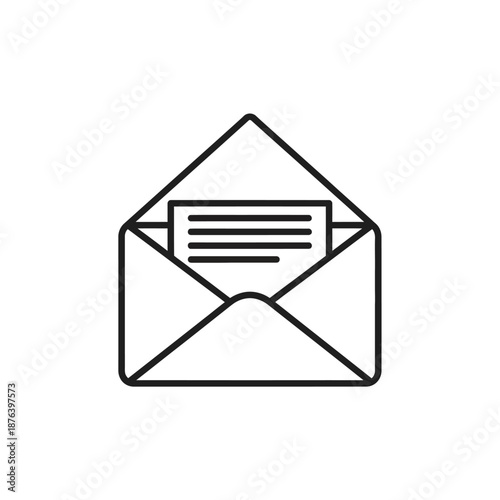 Open Envelope with Letter Icon for Communication and Email Marketing