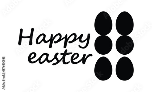 Happy easter greeting card with black eggs on white background festive holiday design element