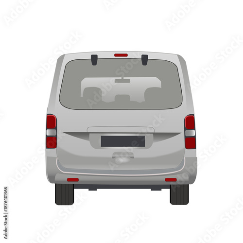 Véhicule familial, de couleur grise, vue de dos