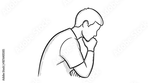 Man Deep in Thought and Contemplation.