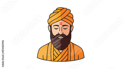 Illustration of a Sikh man with beard.