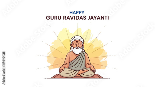 Guru Ravidas Jayanti illustration of saint meditating.