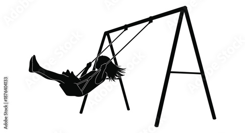a girl swinging on a swing set in a distinctive silhouette high quality professional detailed modern