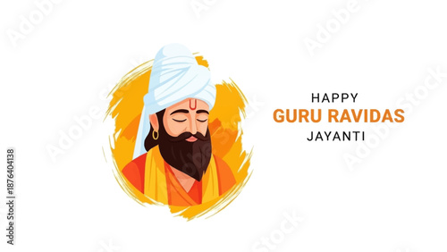 Guru Ravidas Portrait with Turban and Beard.