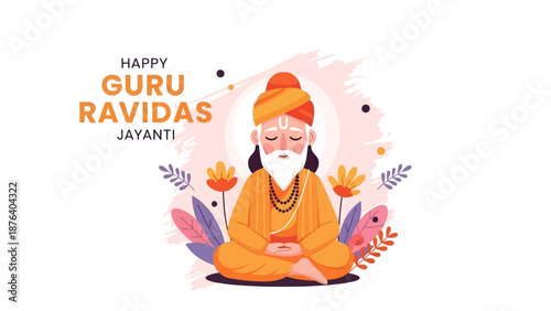 Guru Ravidas Illustration Sitting Meditation Pose.