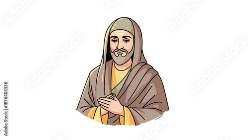 Illustration of Jesus Christ with Hands Together.