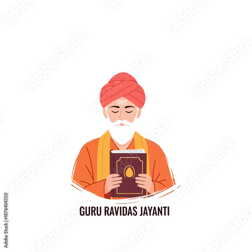 Illustration of Guru Ravidas with Book.