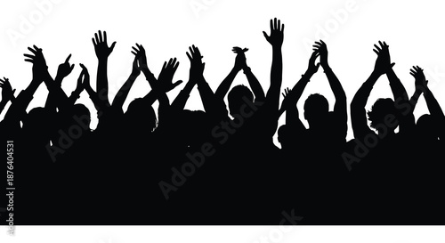 a group of people with their hands raised in celebration silhouette high quality professional detailed modern