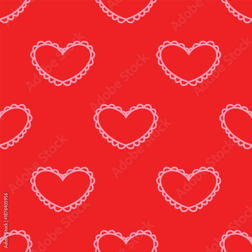 A pattern of lace hearts in the style of scribbles. Background for designing a Valentine's Day card.