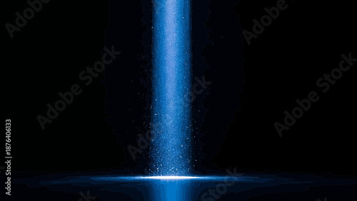 Dramatic blue light beam piercing through darkness creating a spotlight effect