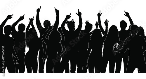 a group of people with their hands raised in celebration silhouette high quality professional detailed modern