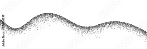 Grain wavy background. Dot stipple wave, black noise dotted line with sand texture and grainy effect. Mountain, dessert, dune, water landscape. Abstract vector illustration.