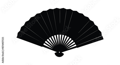a black fan with a distinctive scalloped edge and silhouette high quality professional detailed modern elegant