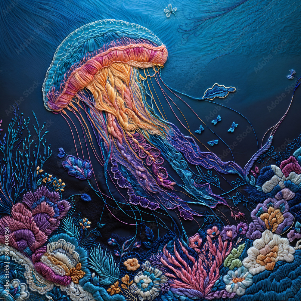 Obraz premium Mystic Jellyfish in Midnight Ocean