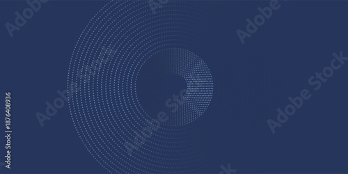 Abstract Digital Circles of Particles with Noise. Futuristic Circular Sound Wave. Big Data Visualization. 3D Virtual Space VR Cyberspace. Crypto Currency Concept. Vector Illustration.