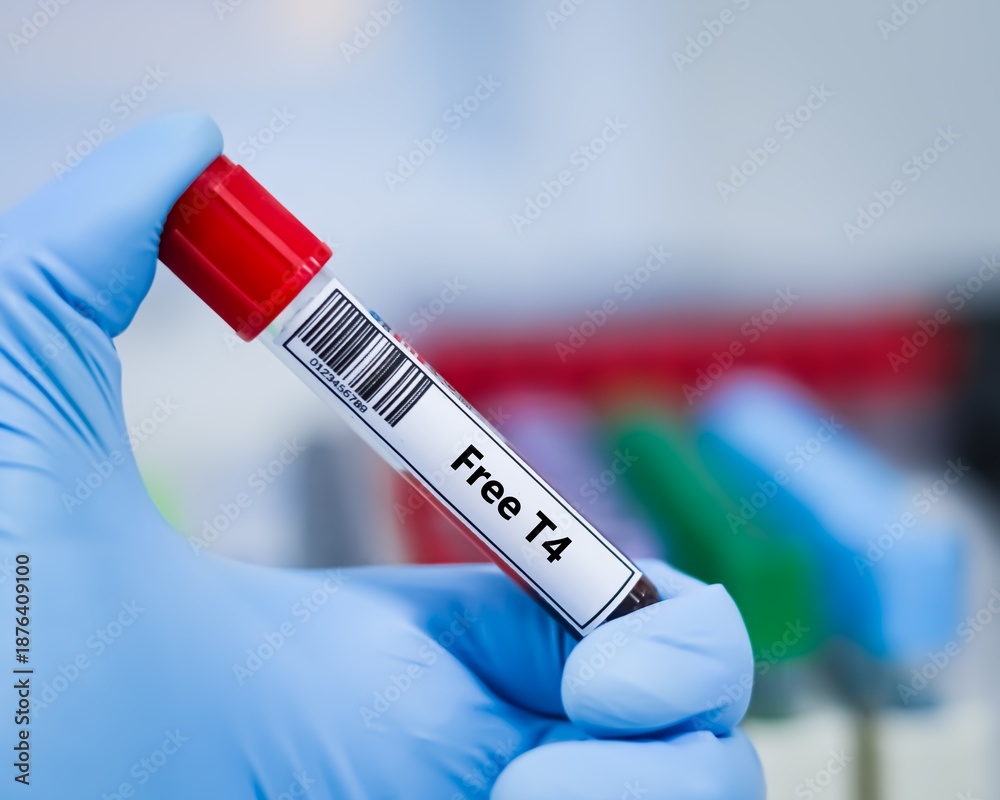 Obraz premium Blood sample tube for free T4 test analysis.
