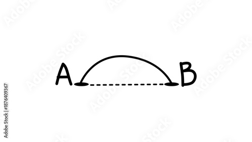 point A to B, black isolated silhouette