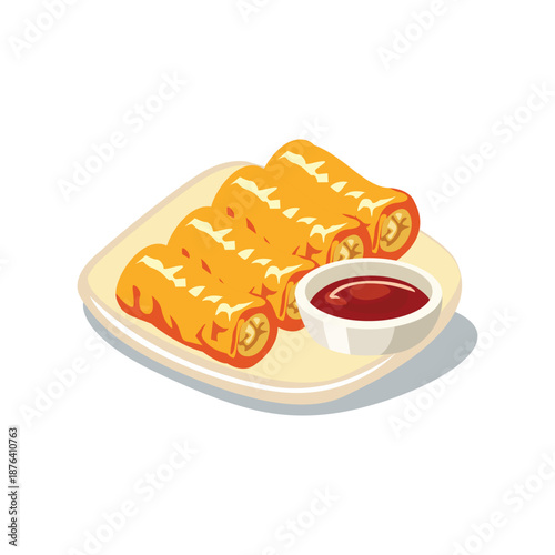 springrol with ketchup