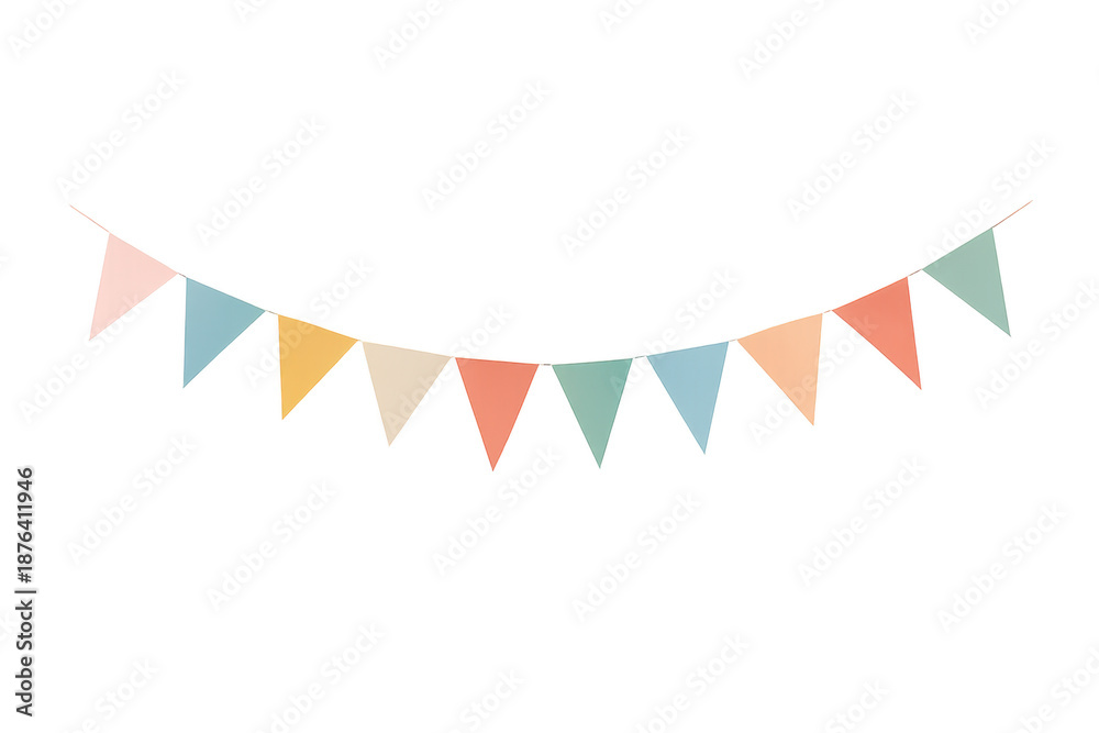 Fototapeta premium Hanging pastel bunting garland creating festive celebration atmosphere