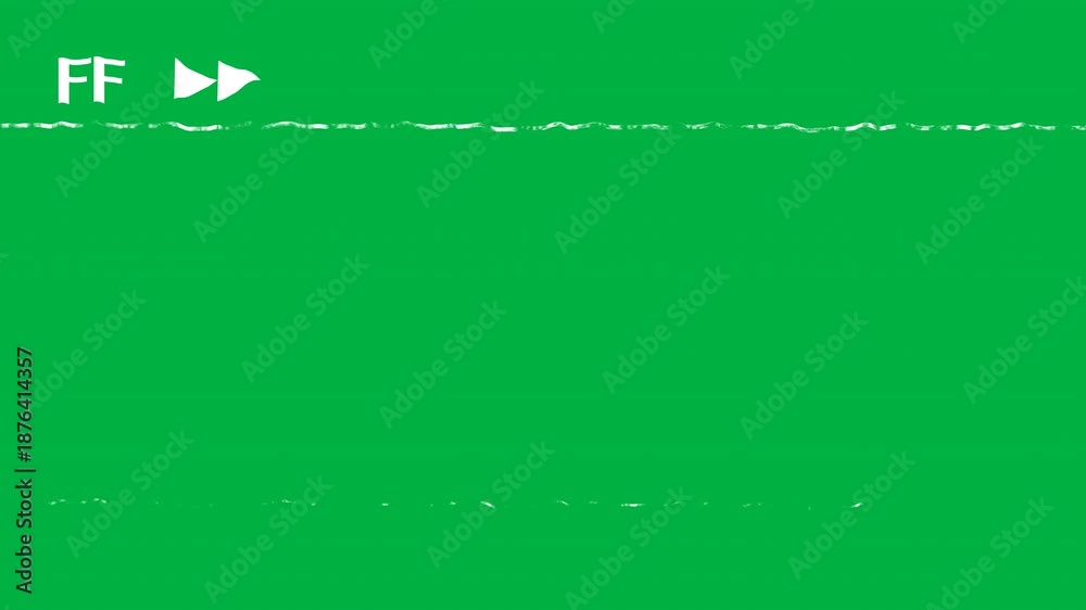 Retro VHS fast forward glitch effect on green screen with white static ...