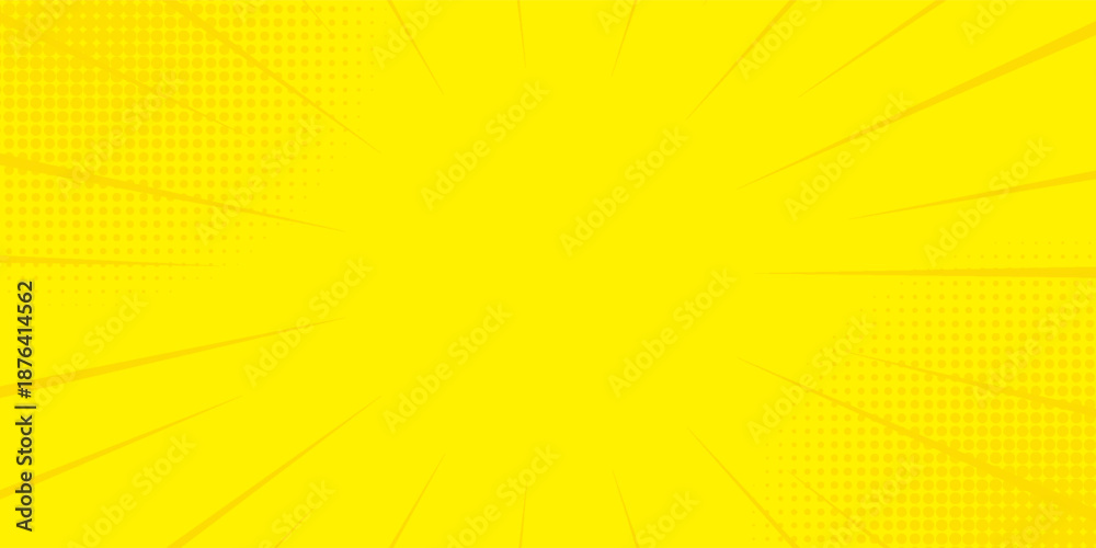 Fototapeta premium Yellow Comic Zoom Lines Background