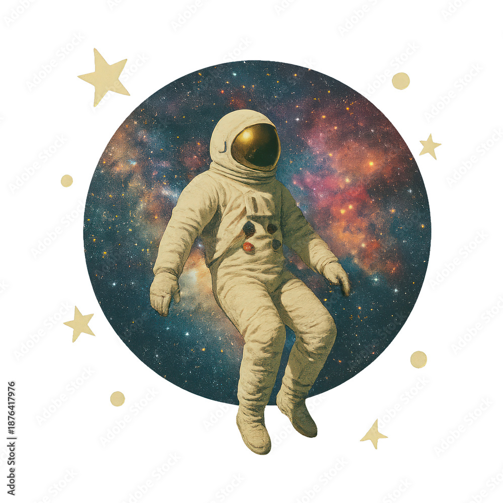 Fototapeta premium PNG Astronaut floating in cosmic space.