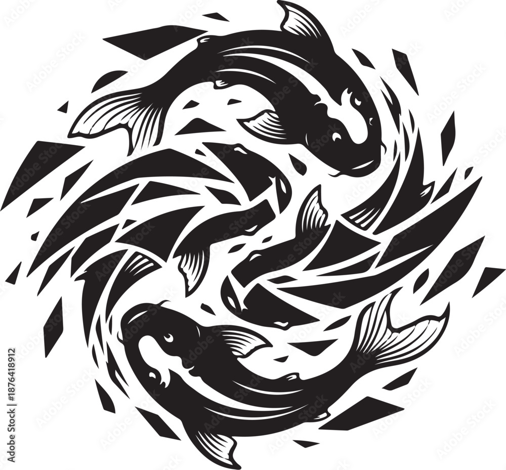 Obraz premium Decorative Fish Tattoo Design Art