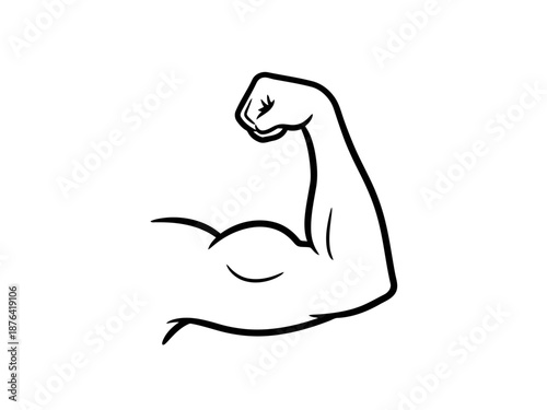 Bicep flexed muscle on for fitness and exercise