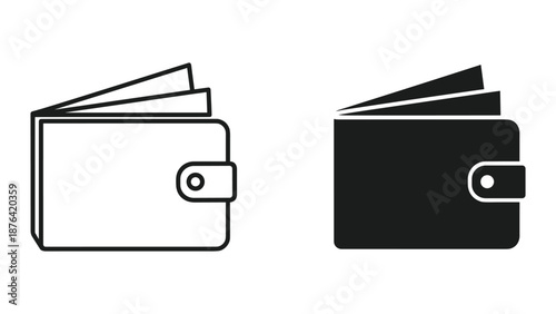 Black and White Wallet Vector Illustrations