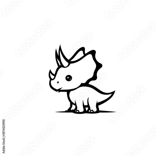 Triceratops. Triceratops simple black and white line art vector logo