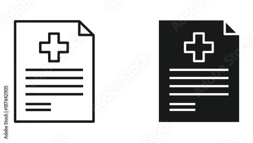 Medical Document Icon Set - Health Report Symbols