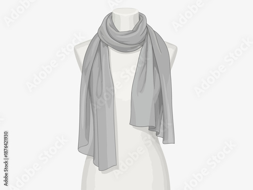 Gray scarf on a white mannequin
