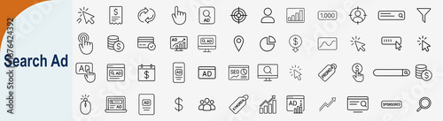 Konstfotografi Search Ad Marketing and Digital Advertising Strategy Outline Icons Vector Set