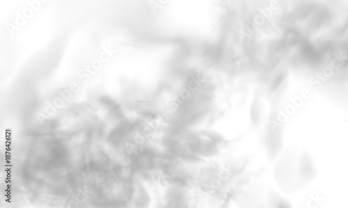 Soft white clouds and gray smoke layers on a white background. Atmospheric effects including fog, steam, and mist. Cutout smoke and cloud PNG high-resolution file vector.