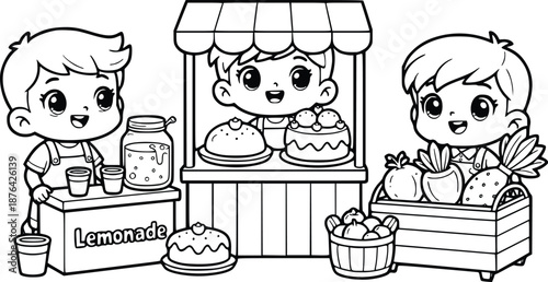 Little Entrepreneurs Coloring Book for Kids – Business Activity Vector