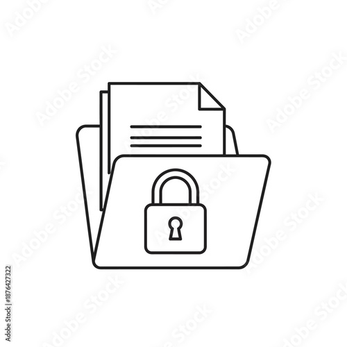 Secure Digital Files Folder Icon with Lock for Data Privacy and Confidentiality