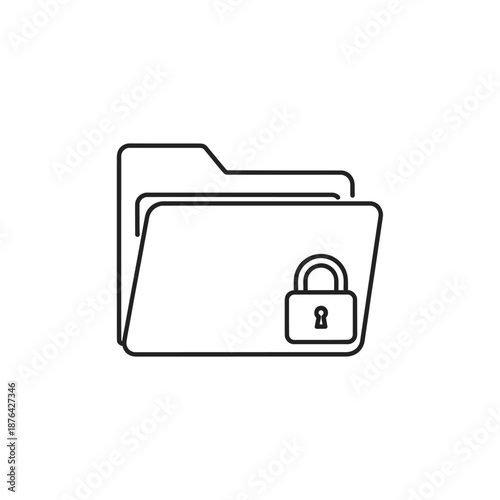 Secure Digital Folder with Lock Icon for Data Privacy and Protection