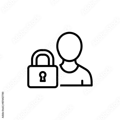 Secure Digital Privacy Icon with Person and Lock Symbol for Privacy Protection