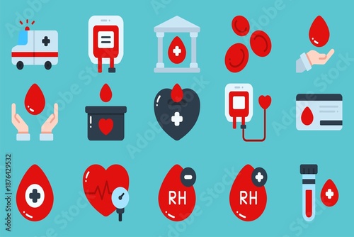 Blood donation icon set