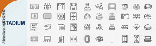 Obraz na płótnie Stadium Arena and Sport Event Management Outline Icons Vector Set
