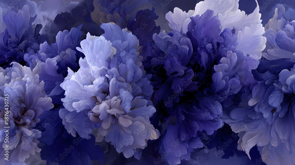 Obraz premium Close up of purple blue ruffled flowers