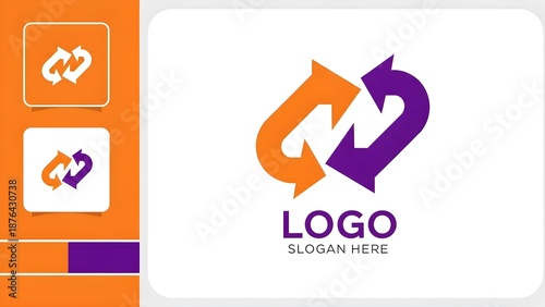 Modern logo design with arrows and color scheme