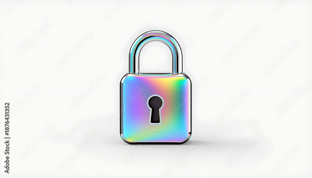 Fototapeta premium Lock Secure Iridescent Padlock for Digital Privacy Concept