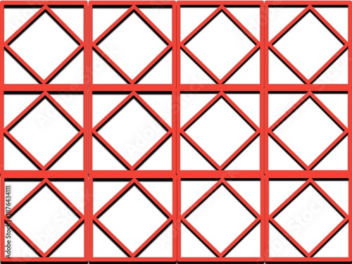 Red Geometric Pattern with Diamonds on White Background, Modern Design Element