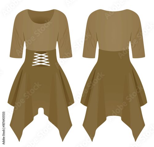 Brown woman dress. vector illustration