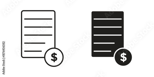 Bill icons. Vector linear icon isolated on white background.