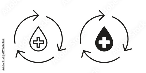 Blood flow icons. Vector linear icon isolated on white background.