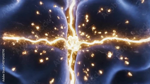 Abstract Neural Network Animation - Blue Glowing Brain Synapse Connection