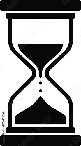 Black hourglass with sand falling through the middle sand timer time