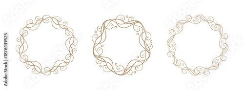 Ornamental round swirly frames collection. Vector classic borders for label or cards design